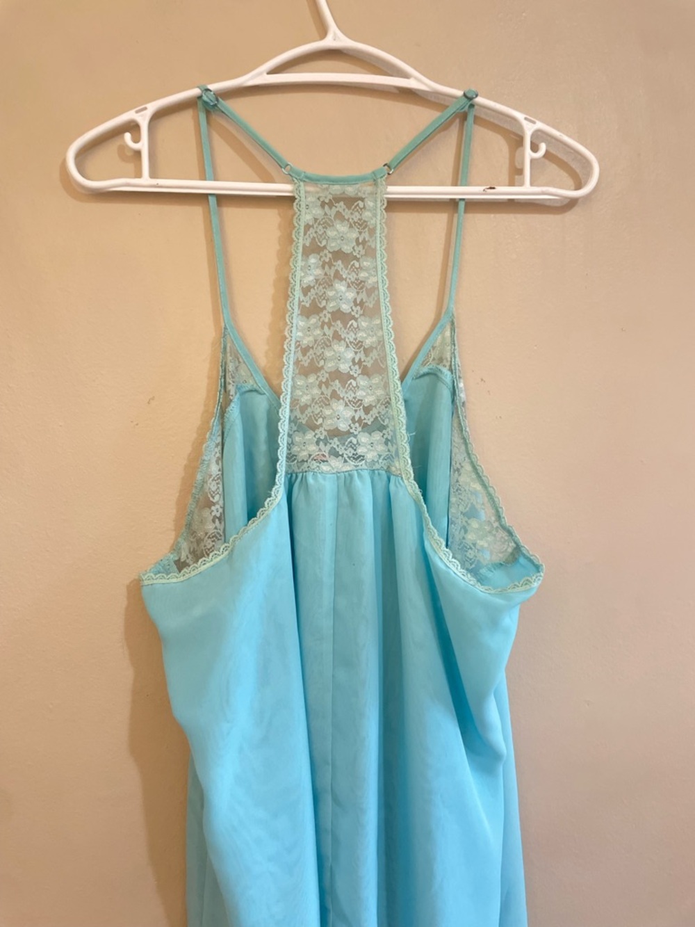 4/$20➡️ La Vie En Rose Aqua Blue Lace-Back Chemise – Size XL Fair *Flaw - Picture 11 of 15